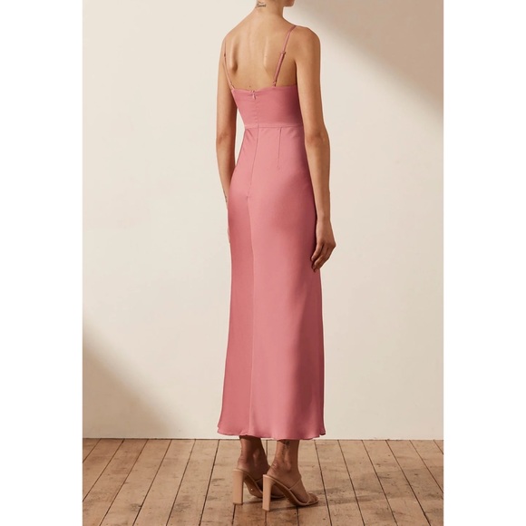 Shona Joy Luxe Twist Front Sleeveless Midi Wedding Guest Dress Rose Women US 4 - Picture 2 of 12